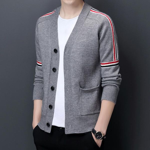 

men's sweaters wool cardigan autumn sweater fashion striped coat, White;black