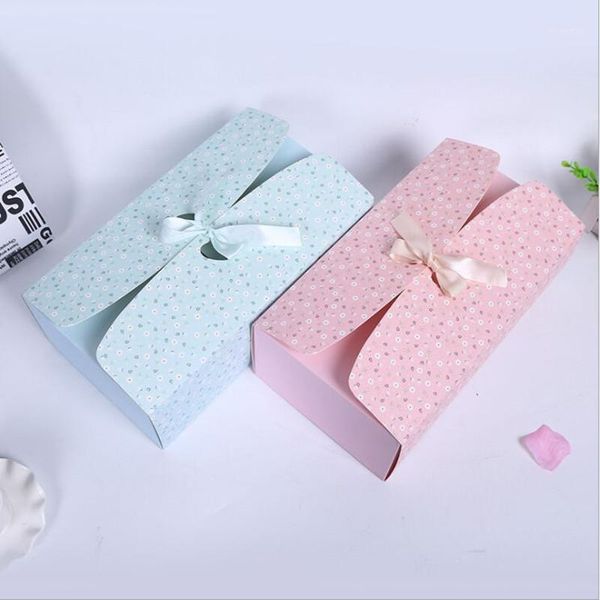 

gift wrap feiluan store 10pcs 21.5x17.5x10.5cm flower bow with ribbon fashion underwear box creative bottom shirt sock box1
