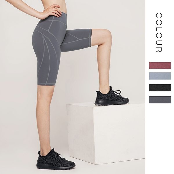 

women's sports shorts tight elasticity high waist elastic short women slim quick-drying run athletic t200501, White;black