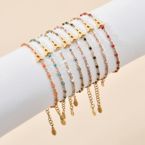

zmzy boho lovely multicolor eiffel tower charm bracelet fashion jewelry stainless steel chain women bracelets femme1, Golden;silver