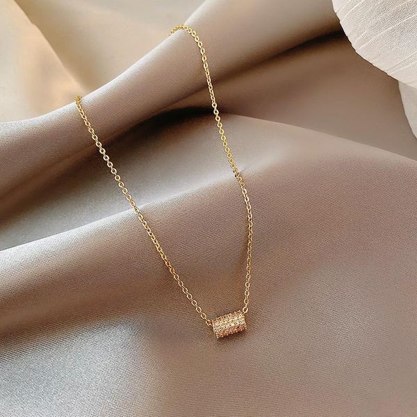 

chokers vintage goth necklace geometric cylindrical trend pendant woman girls fashion jewelry party clavicle chain, Golden;silver