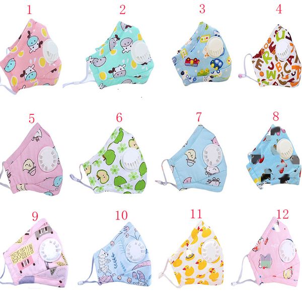 

cotton filter pm2.5 mouth children with valve cover anti-haze printed cartoon facial outdoor proptect masks designer mask 6087