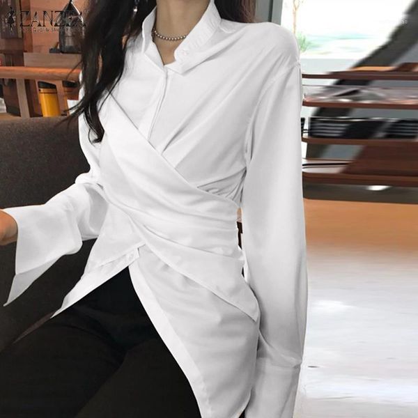 

zanzea spring women long sleeve buttons down white blouse casual asymmetrical shirt female work blusas femininas mujer1
