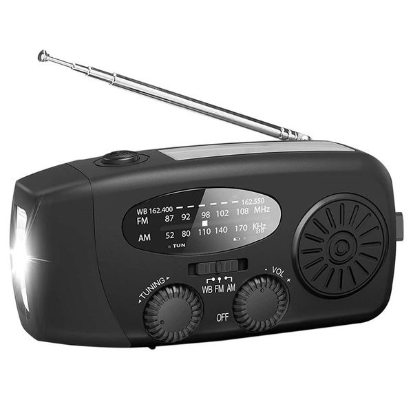 

emergency solar hand crank radio portable self powered am/fm/noaa weather radio led for cell phone charger