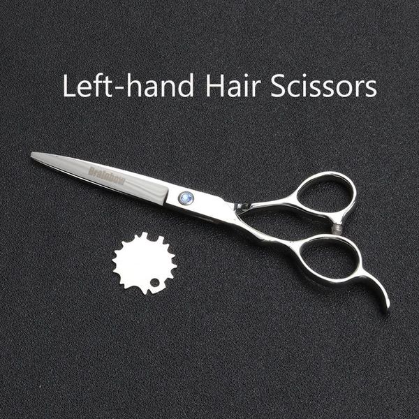 

brainbow 6.0''left hand hair scissors set with hair clip comb stainless 9cr13 professional hairdressing cut thin barber shears bby