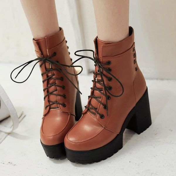 

boots woman black brown 2021 ankle for women luxury botas mujer invierno womens lace up#g2
