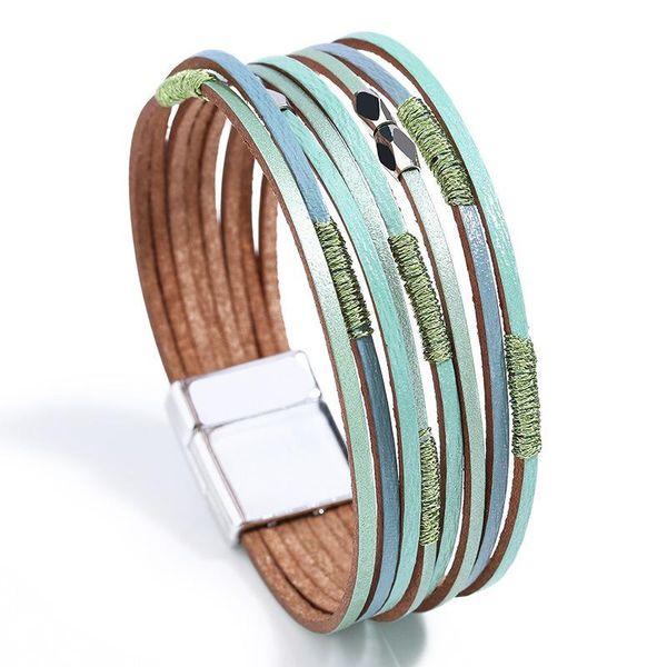 

diaominfengqing-ladies multilayer coated leather bracelet alloy bracelet fashion jewelry, Golden;silver