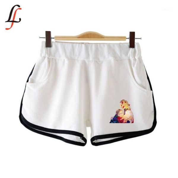 

kimetsu no yaiba women shortpant k casual elastic waist fitness fashion short pocket all-match solid soft short tracksuit1, White;black