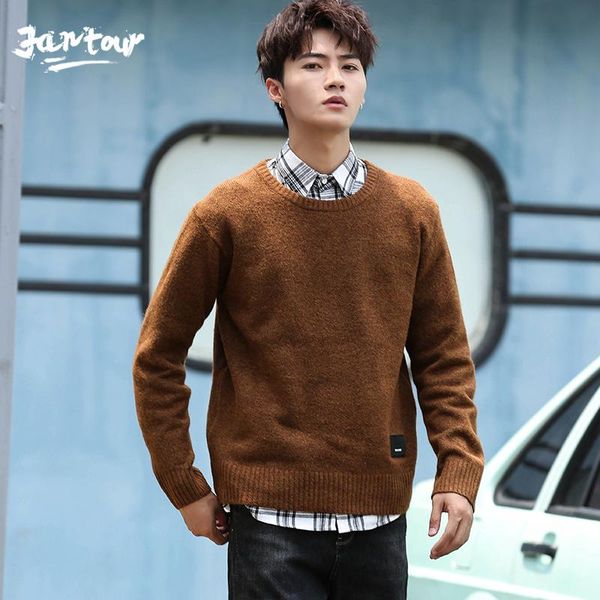 

brand sweater men 2020 autumn winter thick fashion long sleeve knitted pullover mens sweater clothes 5 color, White;black