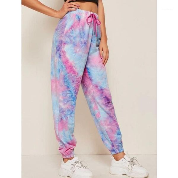 

harajuku tie dye sweatpants women rainbow color loose sweat trousers streetwear casual hip hop mid waist harem pants joggers1, Black;white