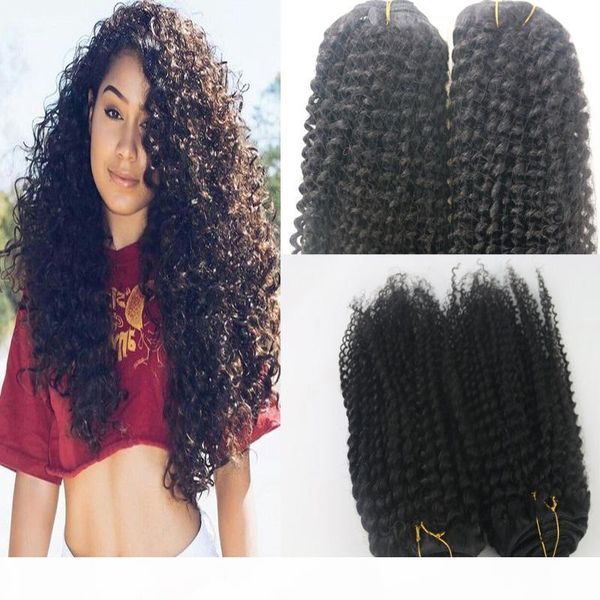 

14-24" 7pcs 120g kinky curly hair natural color brazilian virgin hair extensions full set clip in hair extensions, Black;brown