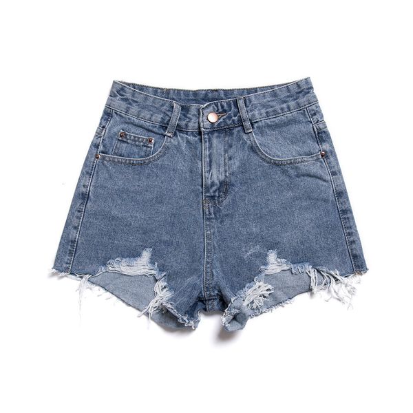 

new high waist wide leg burr hole denim shorts for women in summer of 2019, Blue