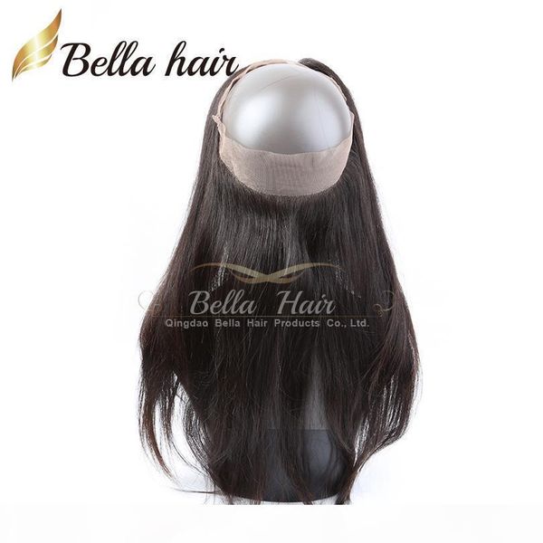 

360 lace band frontal closure straight malaysian virgin human hair natural color can be dyed grade 360 frontals julienchina, Black;brown