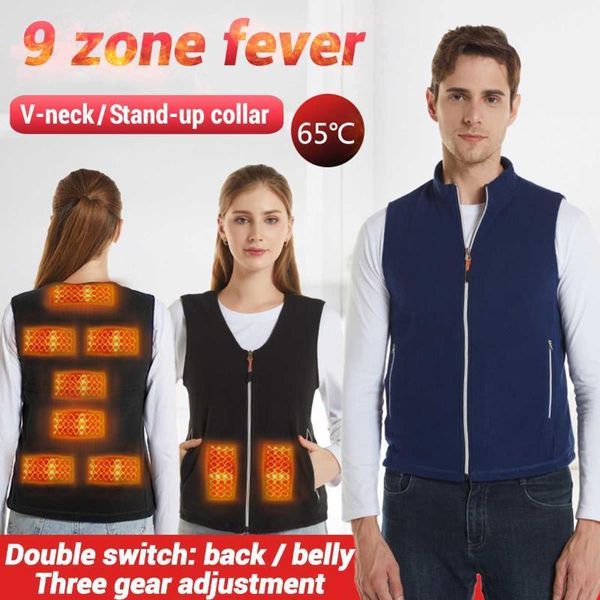 

outdoor t-shirts 2021 winter men electric heating vest heated jacket women's warm usb thermal clothing for camping hiking fishing1, Gray;blue