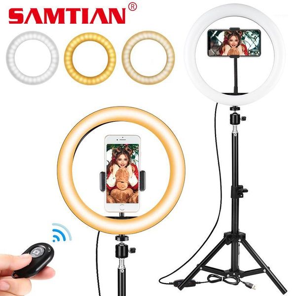 

flash heads samtian ring lamp 10 inch light with 45 cm tripod dimmable lamps for studio youtube pography led lights ringlight1