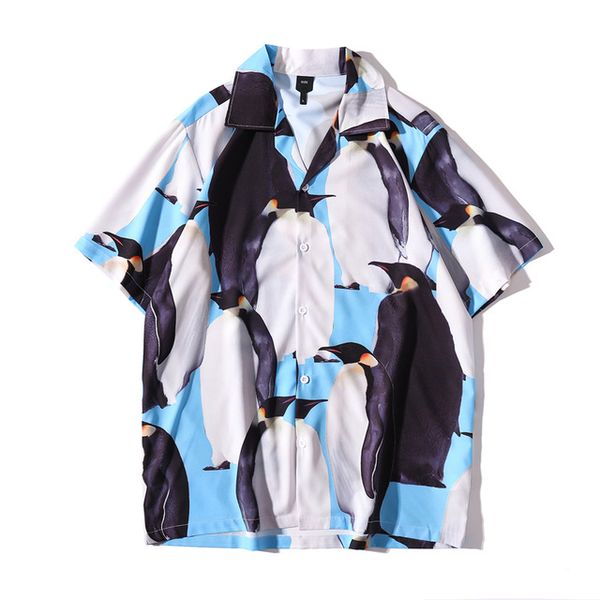 

blue hawaiian shirt men light weight thin material men's polo shirt, White;black