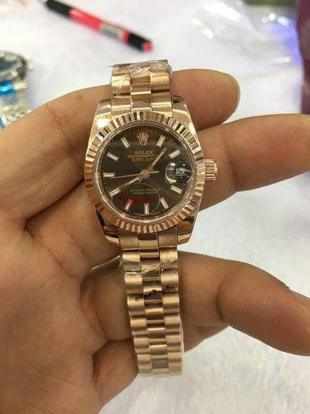 

with original box papers luxury women watch lady size 26mm date girl sapphire glass wristwatch automatic mechanical movement watch 2021, Slivery;brown