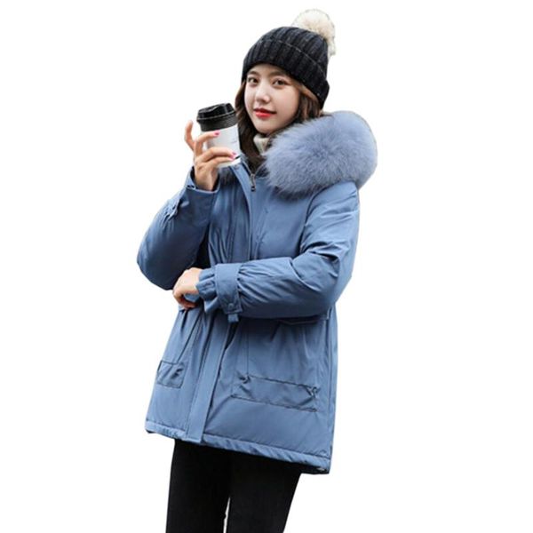 

winter warm jacket female 2021 fashion thin waist coat women winter thicken warm fur lining down cotton parkas female coat, Black
