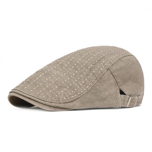 

washed old beret men's all-match forward cap sunshade striped cap middle-aged hat1, Blue;gray