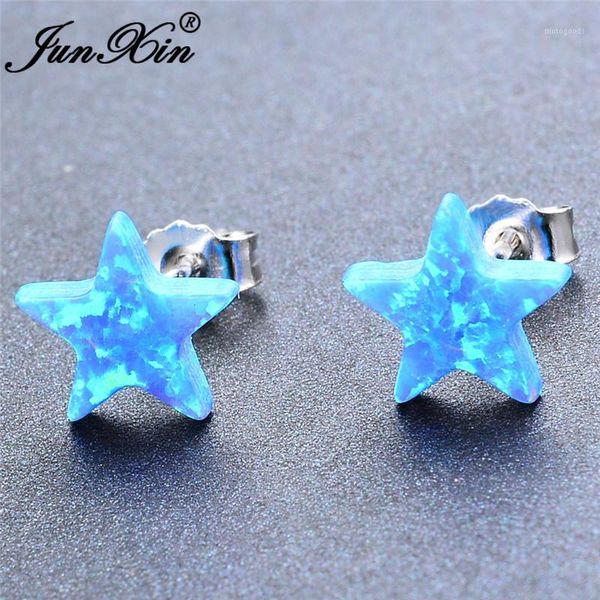 

stud cute small star earrings white gold blue fire opal for women wedding minimalist earring studs jewelry1, Golden;silver