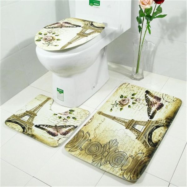 

butterfly tower toilet seat carpet 2 pcs/set and 3 pcs/set slippery water absorbing soft bathroom mat bathroom rugs mat set l1