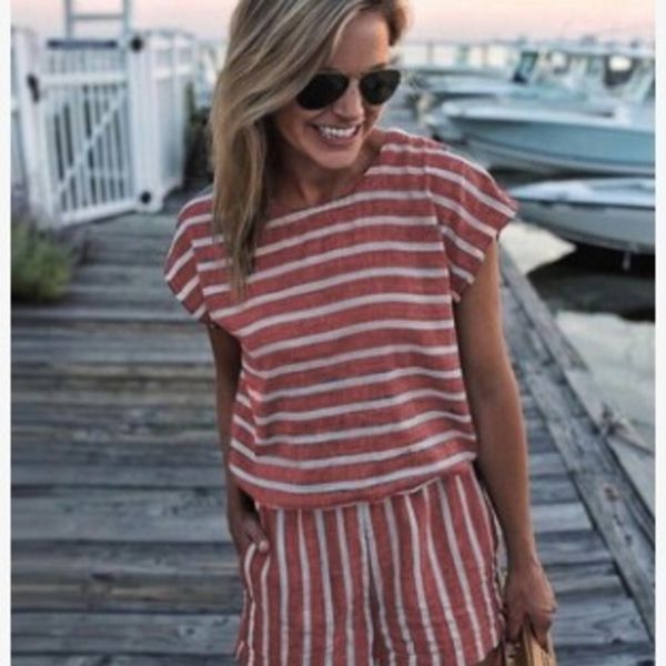 

4 colors new fashion print lace up striped open back pants pants suit jumpsuit set for women 2445 mked6, Gray