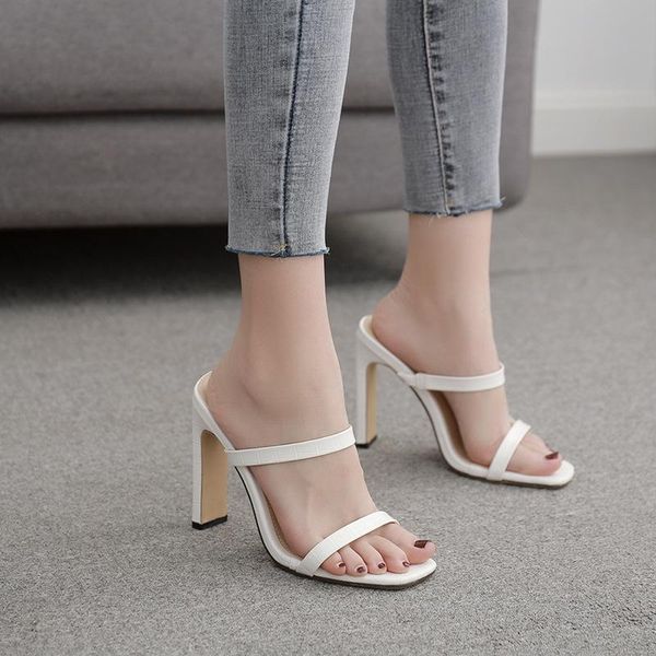 

sandals ltarta 2021 women's heels summer simple ins style white tower large size heel square toe zl-058-7, Black