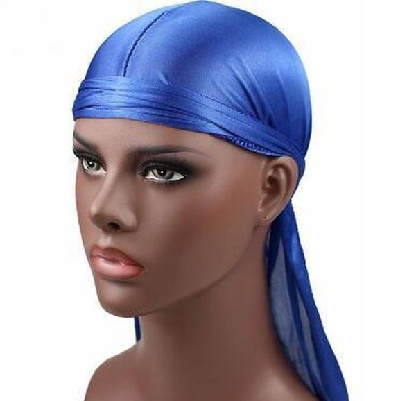 

2018 new fashion men's satin durags bandana turban wigs men silky durag headwear headband pirate hat hair wmtzfb dh_garden, Blue;gray