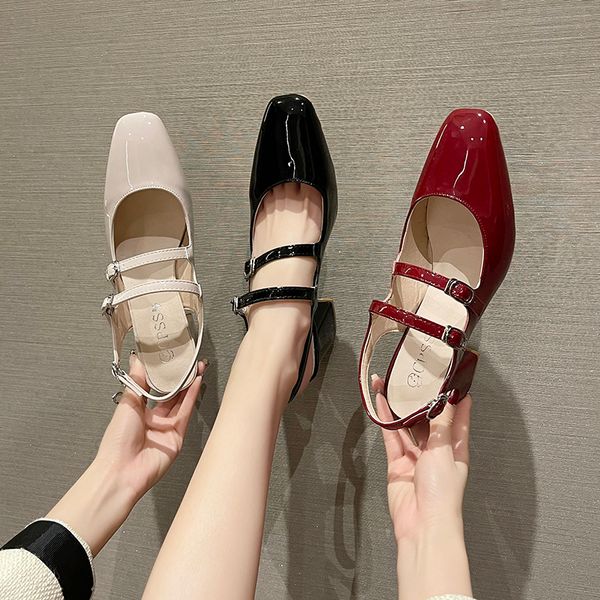 

female sandal retro woman shoes block heels espadrilles platform all-match mary jane girls original fashion chunky beige high co, Black