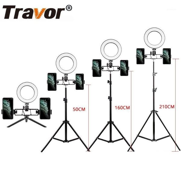 

flash heads travor selfie 6 inch ring lamp with tripod phone holder stand light dimmable led for youtube studio ringlight1