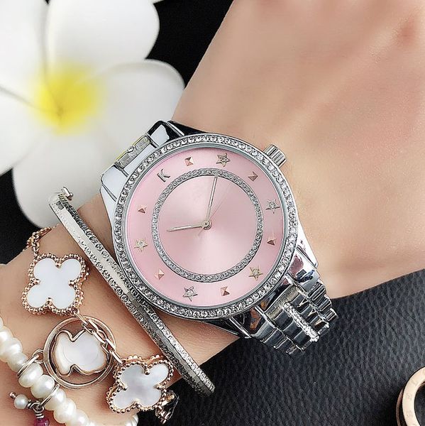 

fashion crystal design watches women girl style metal steel band quartz wrist watch m92201r, Slivery;brown