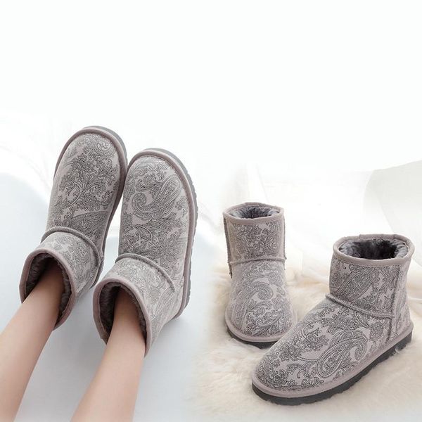 

winter mujer botas fashion genuine leather woman snow boots women shoes warm shoes, Black