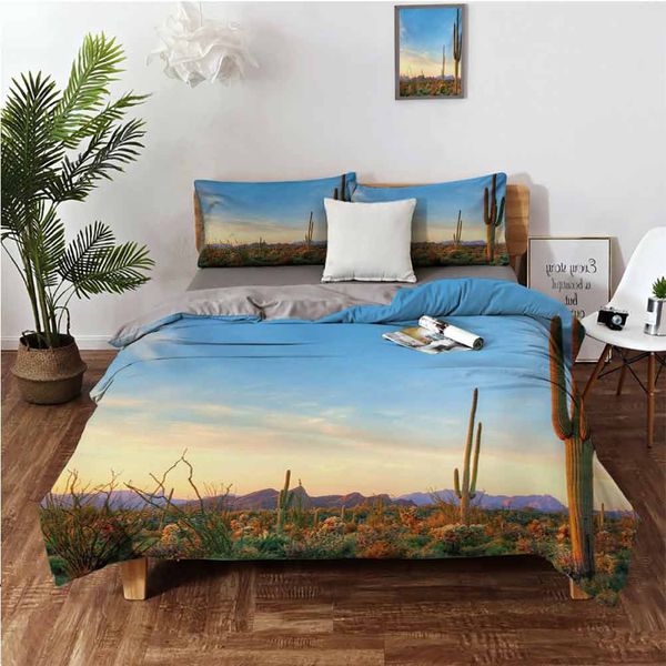 

sonoran desert catching days last rays saguaro cactus wild vegetationbedding 3-piece set