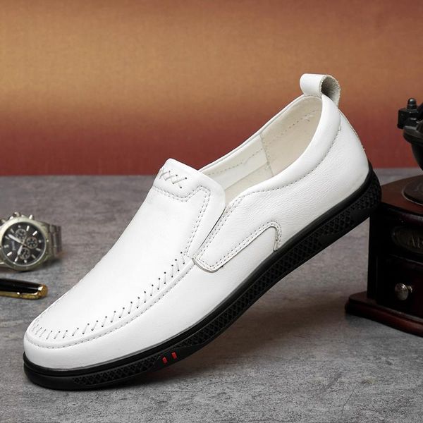 

casual leather loafer shoes men business flats shoes soft comfortable driving men footwear mokasin for *, Black