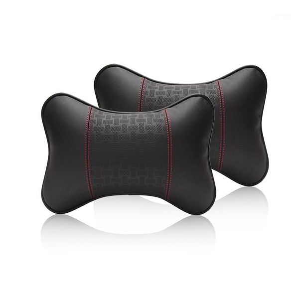 

2 pcs car headrest neck pillow head support relieve neck pain pair of car seats pp cotton headrest leather interior accessories1