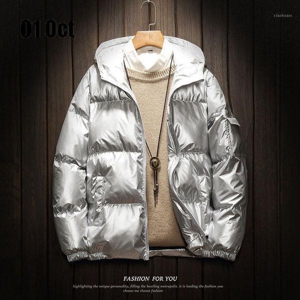 

2019 men hooded ultralight thermal thick coat silvery sheen jacket warm jacket parka outwear golden overcoat1, Black