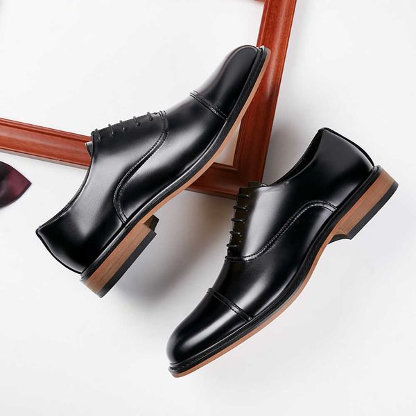 

wholesale classic luxury genuine leather dress shoes for men 2022 spring suit shoe business lace-up footwear male formal wedding party desig, Black