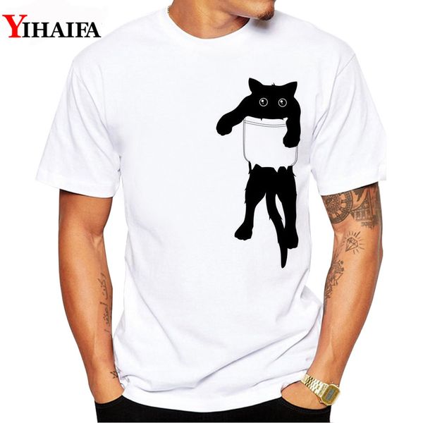

yihaifa brand pocket cat gym print hipster summer short sleeve funny graphic printed s white sport hooded sweatshirt hoodie men t shirt