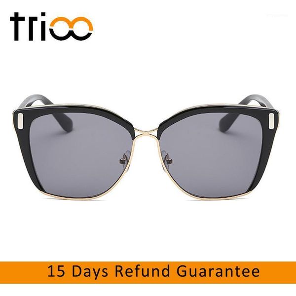 

trioo fahison trending sun glasses for women square half frame summer sunglasses female uv400 protection lunette de sol1, White;black