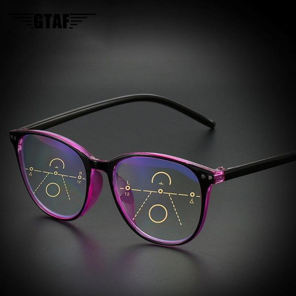 

fashion anti-blue light progressive multifocal reading glasses retro ladies big frame rice nail glasses with +1.0 to+4.0, White;black