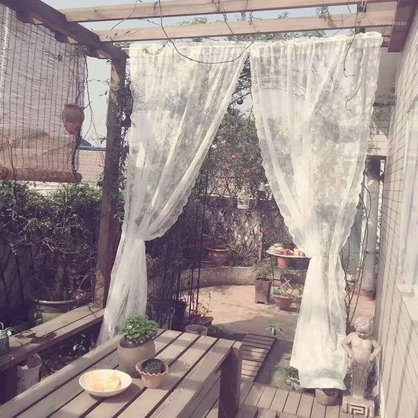 

curtain & drapes yvonicky summer tulle curtains door window drape panel fresh sheer cute scarf bedroom solid white living room lace cortinas