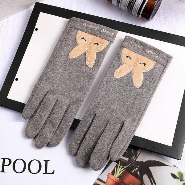 

gloves women winter thick warm gloves touch screen mittens lovely suede leather mittens non-slip driving women, Blue;gray