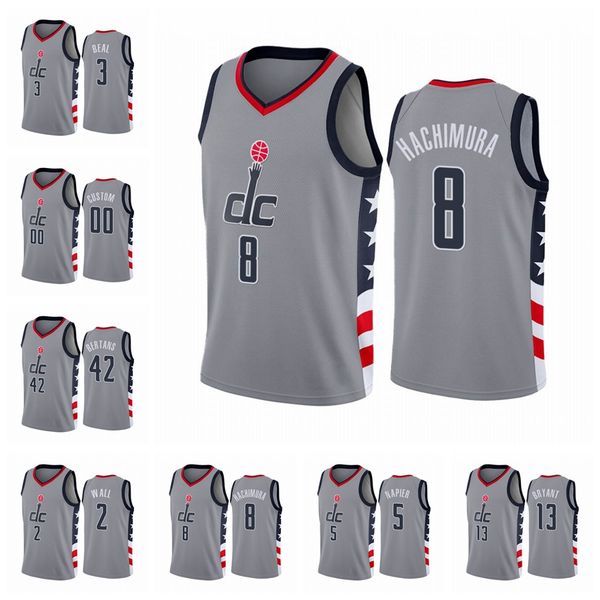 

washington wizards men rui hachimura shabazz napier thomas bryant bradley beal city nba 2020-21 custom basketball jersey, Black
