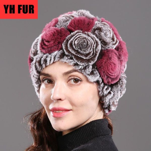 

новая зима цветочного 100% подлинной рекс мех skullies шляпа россия lady вязание натуральный мех шапка женщины природных шапочки hat, Blue;gray