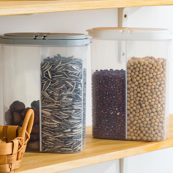 

grains noodle cereals divider boxes plastic separated seal kitchen large transparent storage tanks
