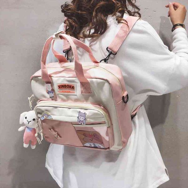 

womens backpack nylon kawaii backpacks for women cute badge school backpack for girls fashion shoulder womens bag