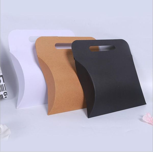 

20pcs kraft paper pillow box sweet gift box candy packaging bag with handle scarf birthday gift bag scarf packaging