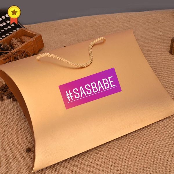 

custom printing logo virgin hair bundle pillow box packaging golden wigs packing gift box
