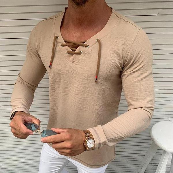 

mjartoria fashion men's shirt men's tailor collar v high grade art bag autumn long sleeve t-shirt grade casual top, Blue;black