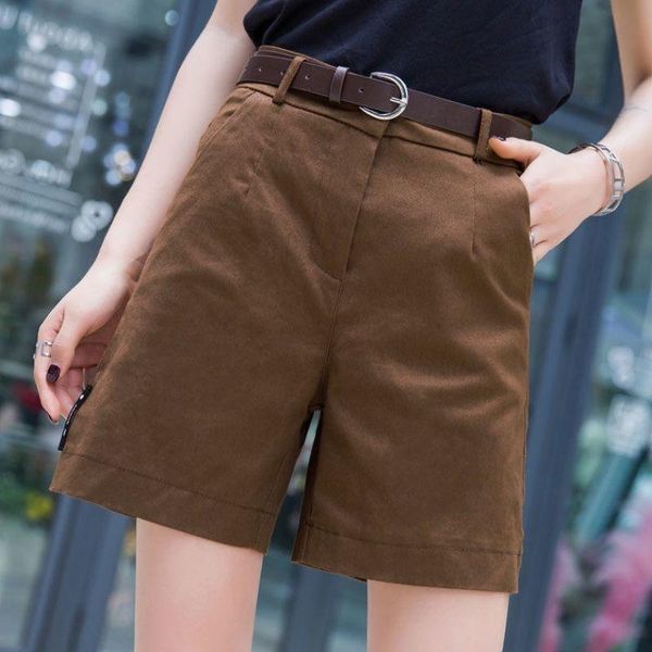 

cotton 2021 new summer shorts women's wide leg high waist shorts women's loose and plus-sized slim casual short-length, White;black